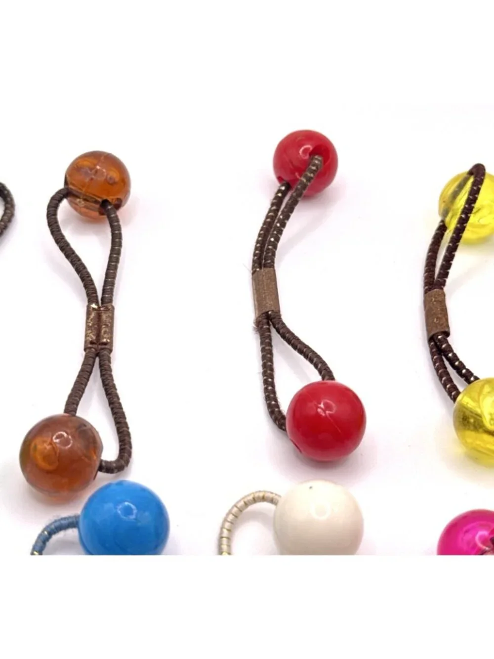 9 GOODY Vintage Ponytail Holders Twin Beads Medium Knocker Damaged Rusted #5